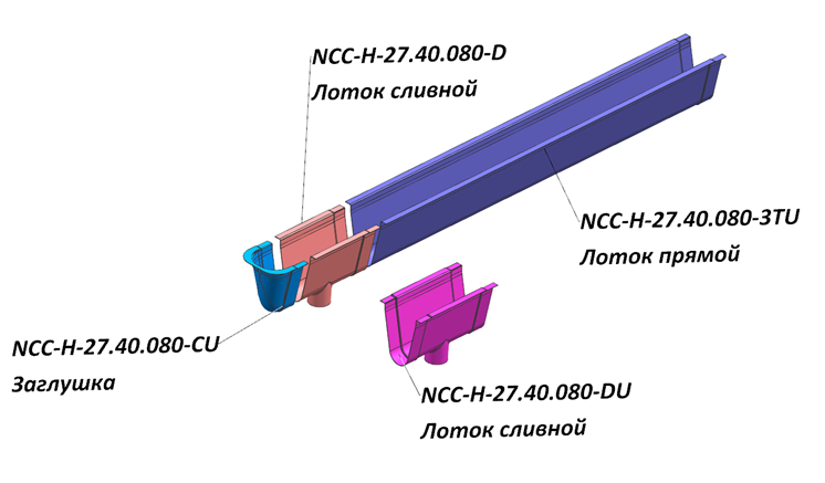 Monsterlot NCC-H-27.40.080: комплектация переливом, сливным лотком и заглушками